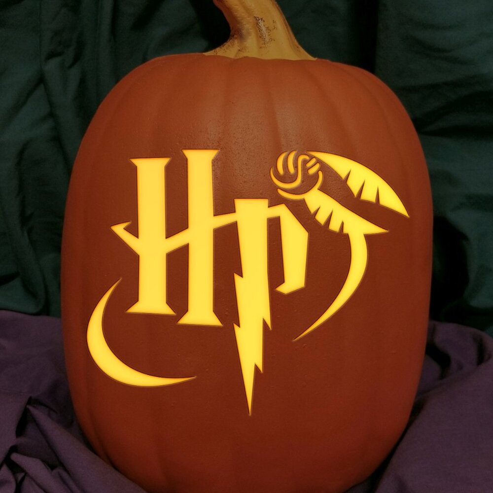 Harry Potter with Snitch Carved Foam Permanent Pumpkin Epic Universe Hogwarts
